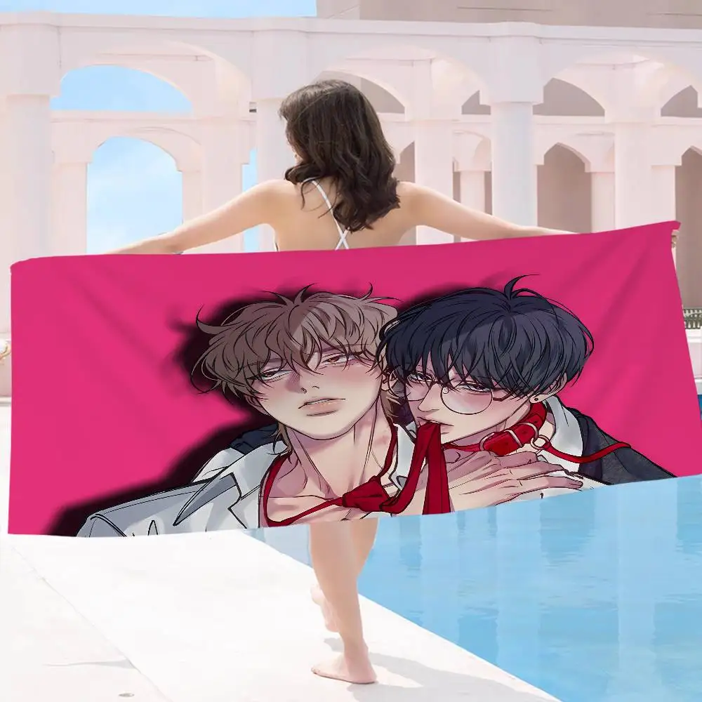 Negative Romance Bl Anime Beach Swimming Towel Soft Absorbent Washcloth Children's Gifts For Kids Travel Camping Gym