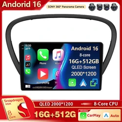 Android 16 Car Radio Multimedia Player For Peugeot 607 2004-2010 Auto Carplay Car Stereo DSP wifi+4G Ai voice 2 Din BT Head Unit