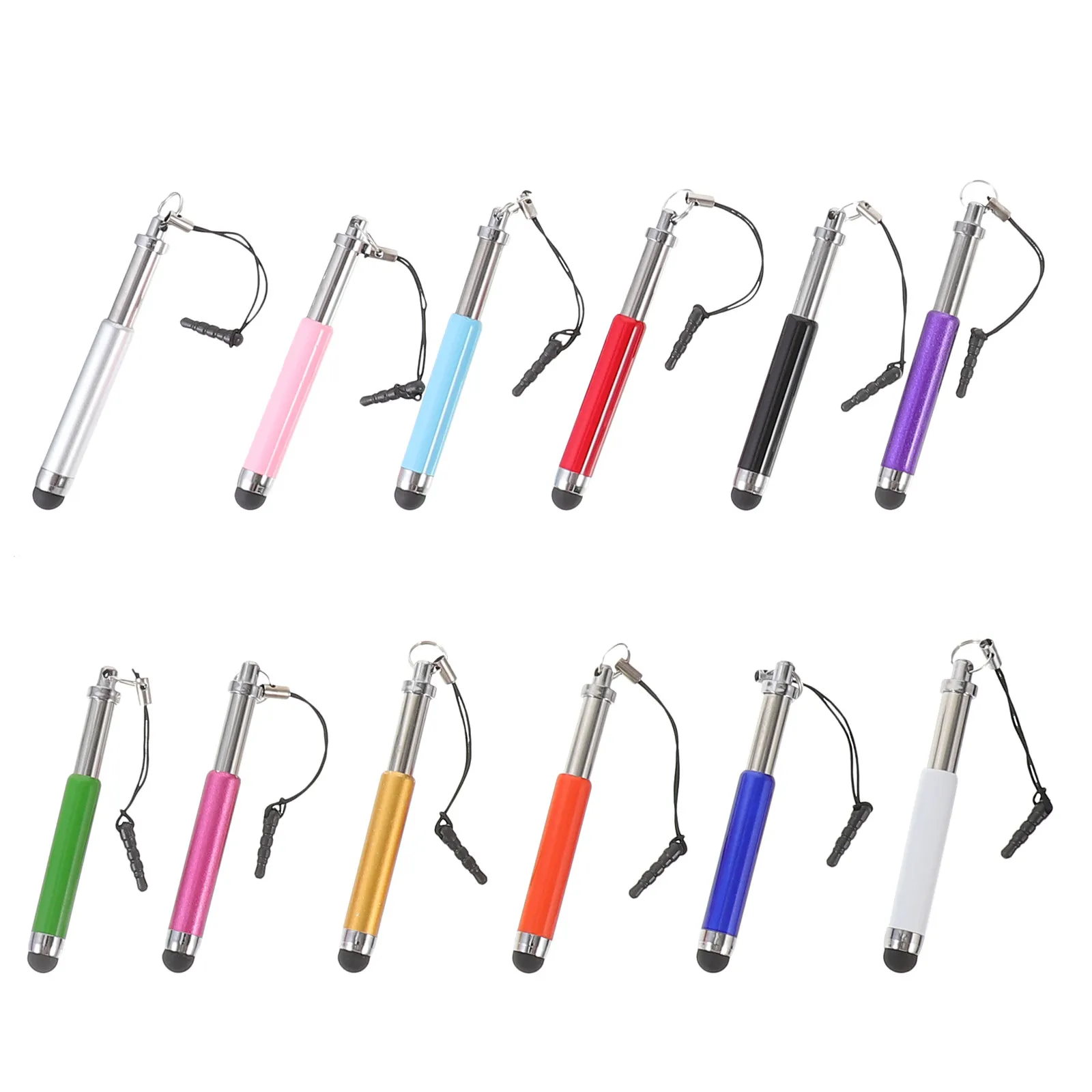 12pcs Two Retractable Capacitive Stylus Bullets Train Touchscreen Pen Handwriting Capacitive Pens For Iphone (Random Color)