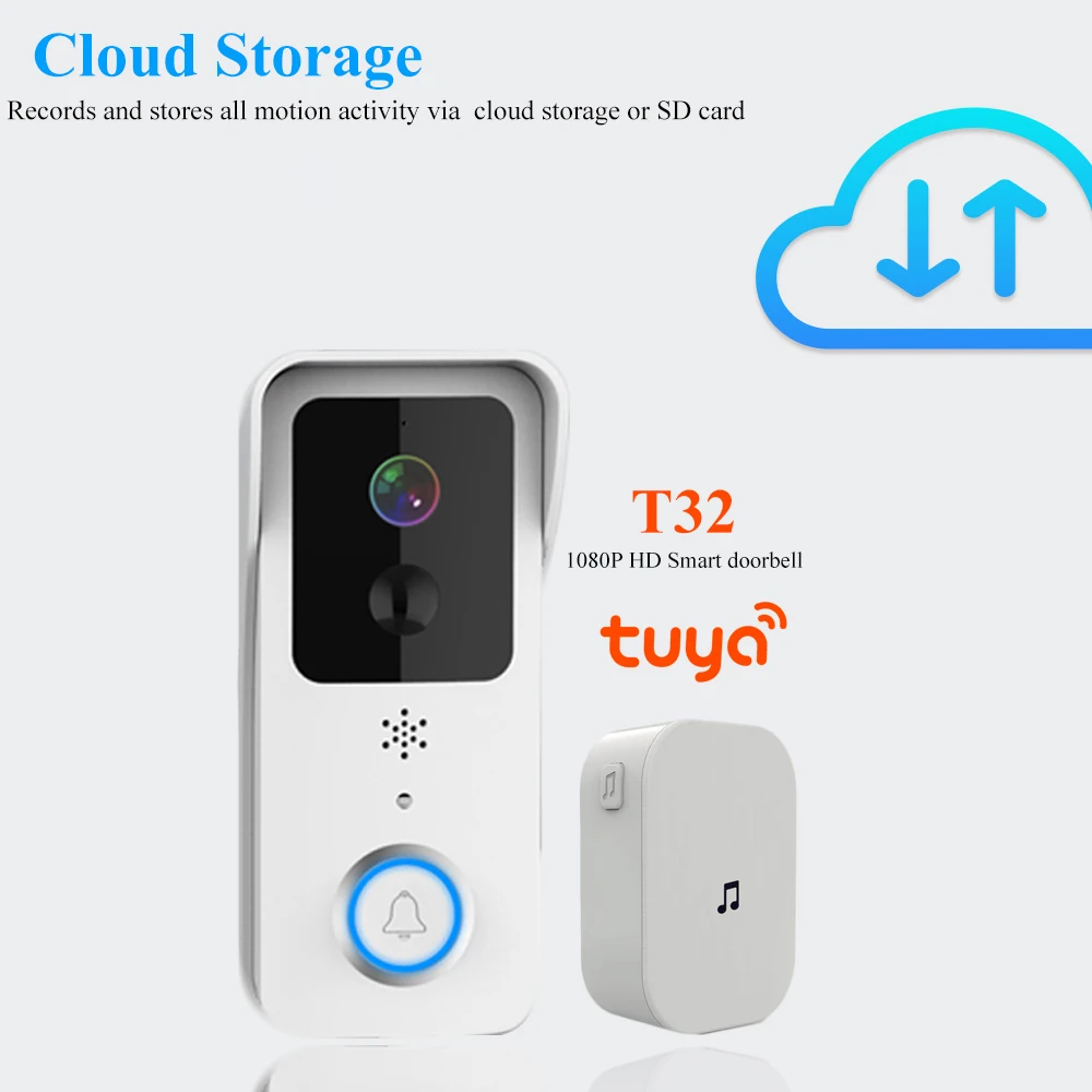 1080P WiFi Doorbell Camera HD Smart Wireless Video Door Bell Home Security Support 2.4GHZ 5GHZ Tuya SmartLife APP Intercom Bell