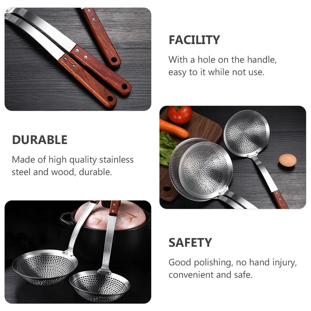 

Stainless Steel Skimmer Spoon Hot Pot Filter Strainer Kitchen Draining Tool for French Fries Eggs Vegetables Oil Drainage