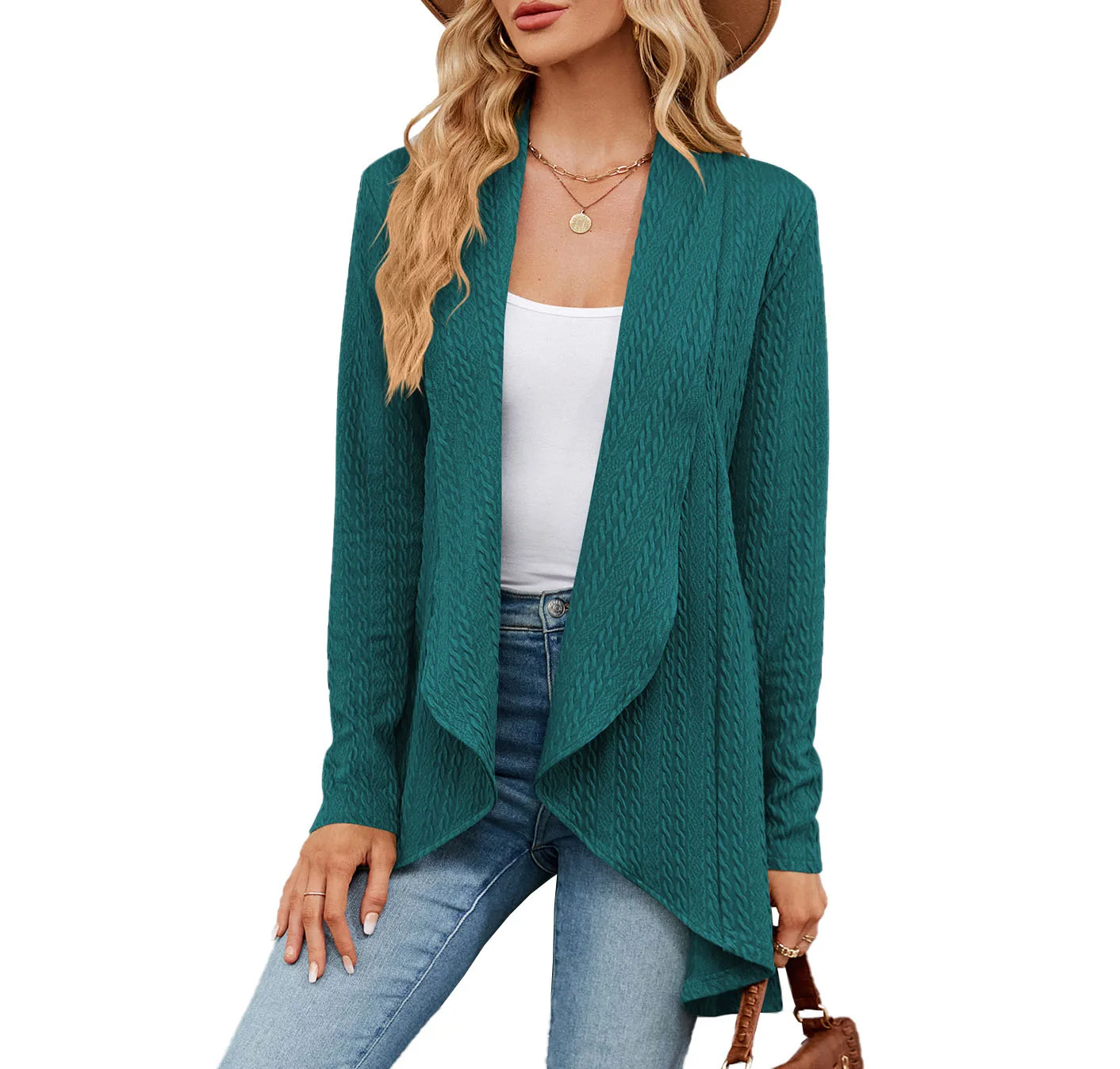 Autumn and Winter New Long-sleeved Solid Color Loose Cardigan Top Knitted Jacket