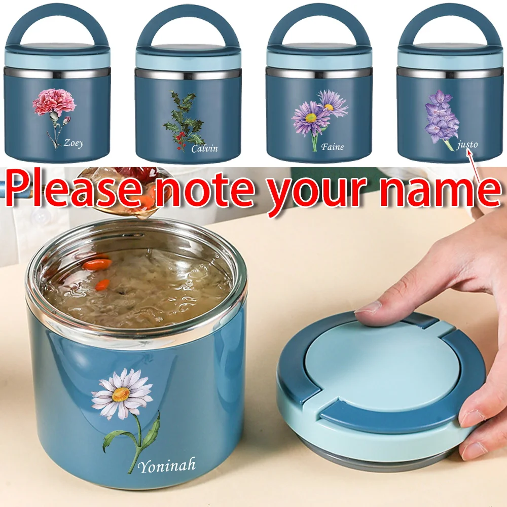 Customized Name Bento Box Portable Personalized Print Office Worker Insulated Lunch Box Simple Travel Picnic Outdoor Bento Box