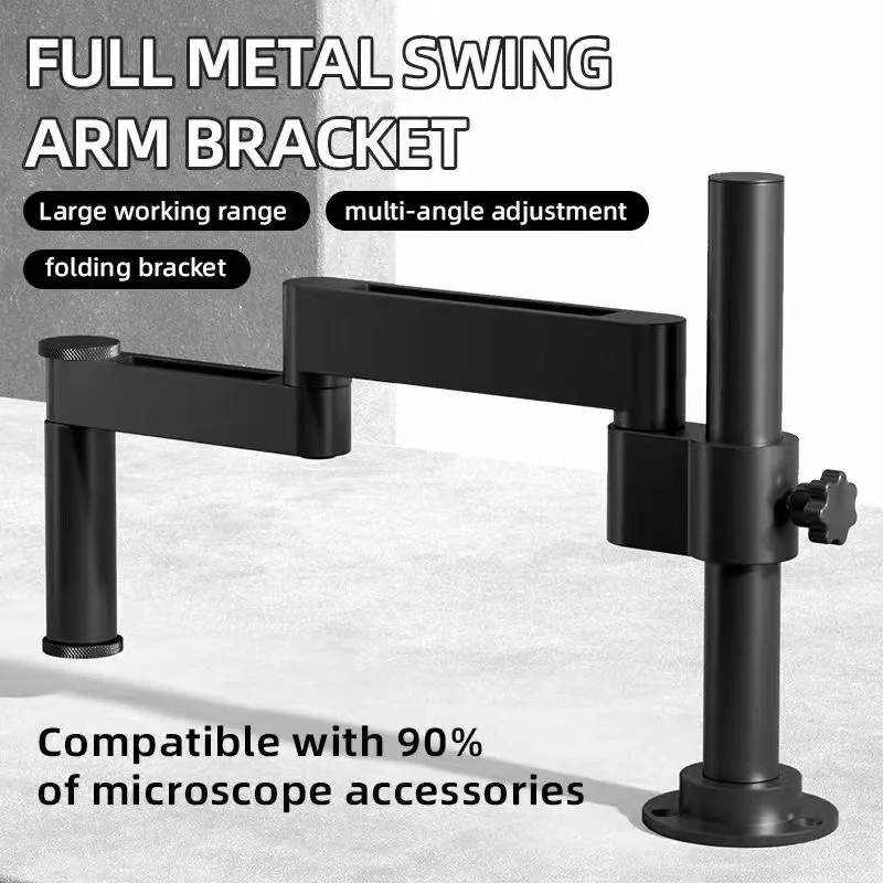 Microscope Swing Arm Metal Bracket 360 Degree Fixedable FoldableUniversal Telescopic Holder for Microscope Holding