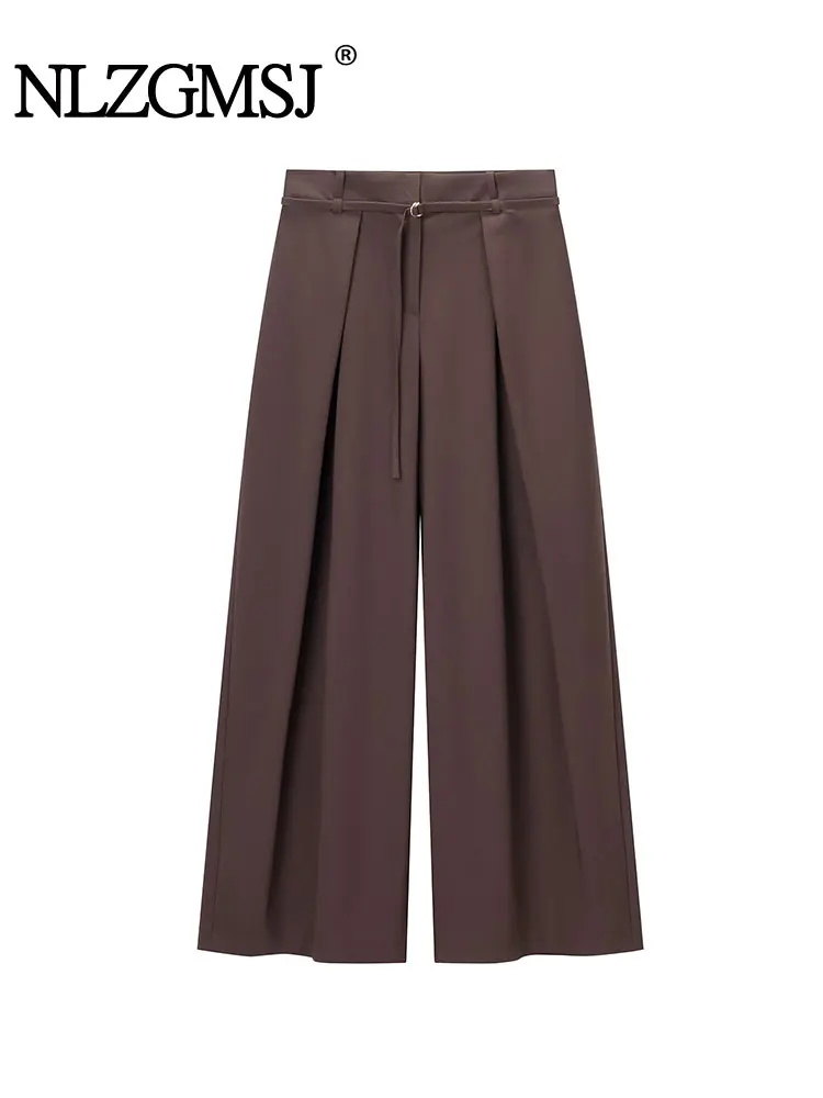 NLZGMSJ オフィスウェア女性アンクルパンツ 2025 秋ハイウエストパンツ女性カジュアルズボンベルト付きパンツ Y2K