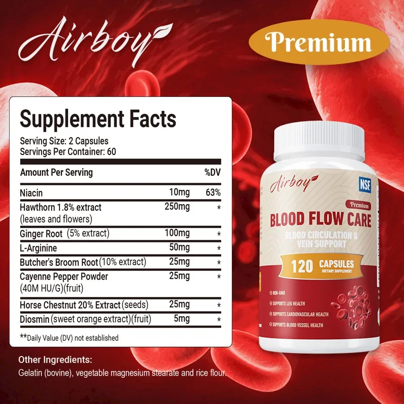 Circulation Supplement - Supports Leg Veins and Heart Health, Boosts Energy