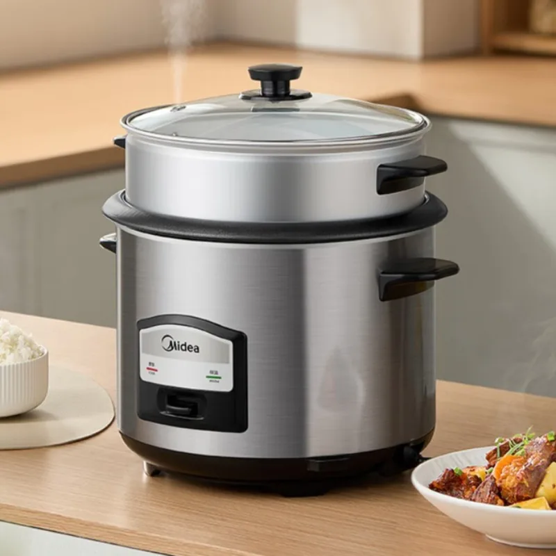 Electric rice cooker, household double-layer steaming and cooking multi-functional with steamer, old-fashioned mechanical type.