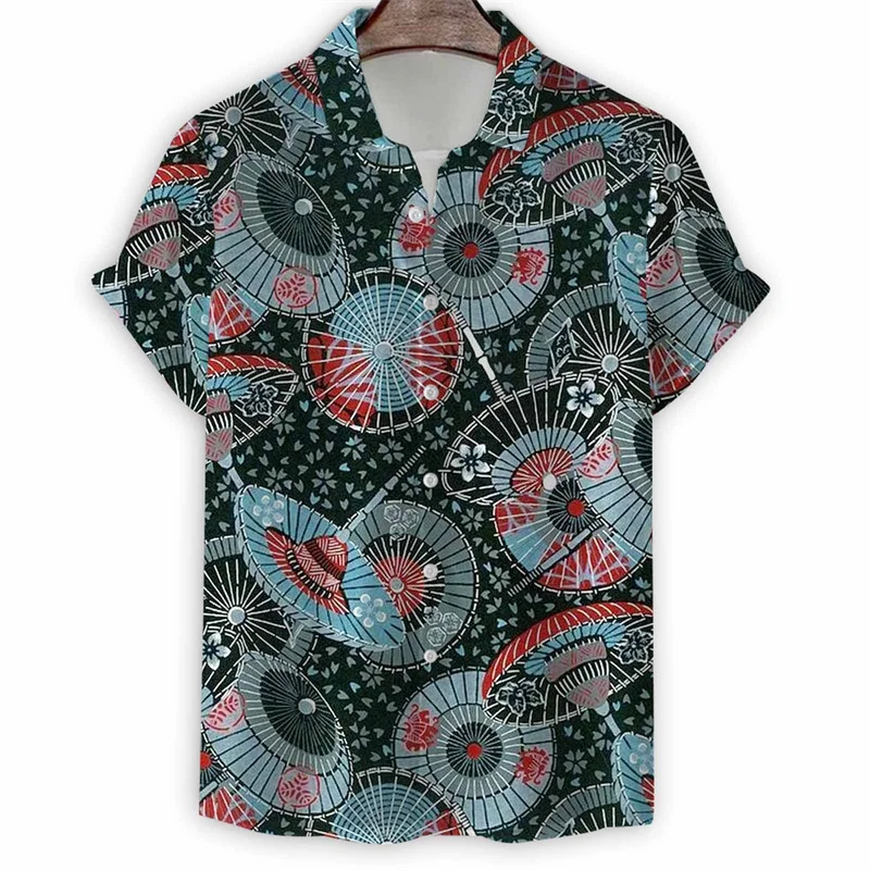 3d Print Geometric Shirt Men Summer Vacation Hawaiian Shirts Tops Street Beach Oversized Short Sleeves Lapel Button Blouse