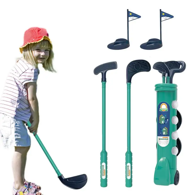 Toddler Golf Toy Set Golf Accessories Gift Set With 1 Golf Cart 3 Golf Clubs 2 Practice Holes 2 Golf Tees & 4 Balls Indoor