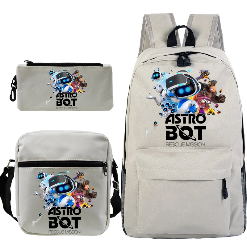 3pcs/set Astro Bot Print School Backpack Bag Cartoon Game School Bag Backpack Mochila Student ASTRO BOT Back Pack with Pen Bag