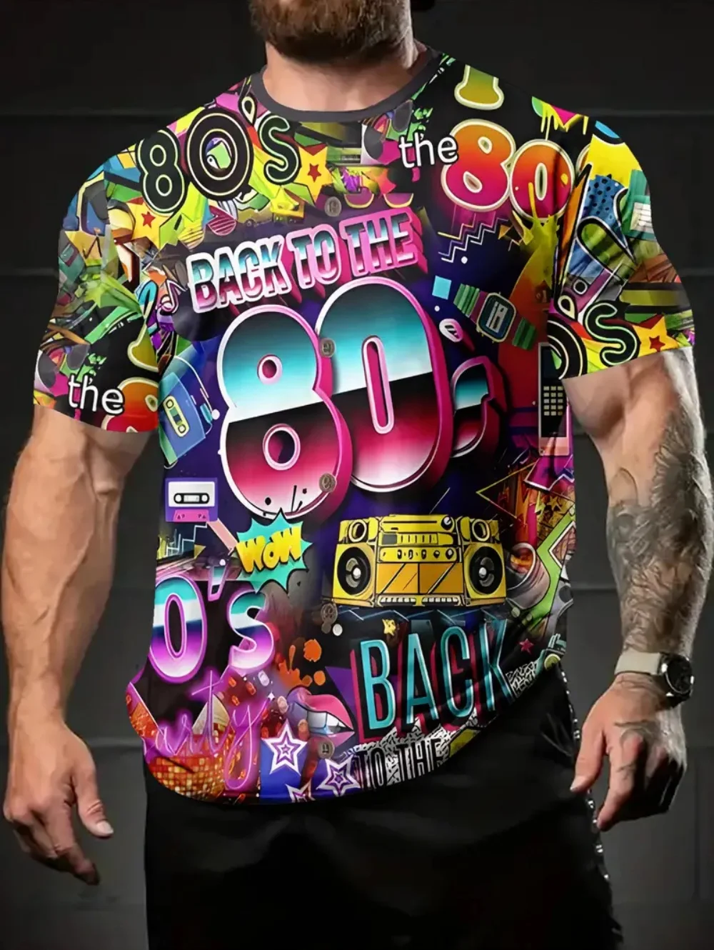 

Men's T-Shirt Back to the 80's 3D Print Summer Vintage Short Sleeve Fashion O-Neck Y2k Clothes Top Outdoor Casual Men's Clothing