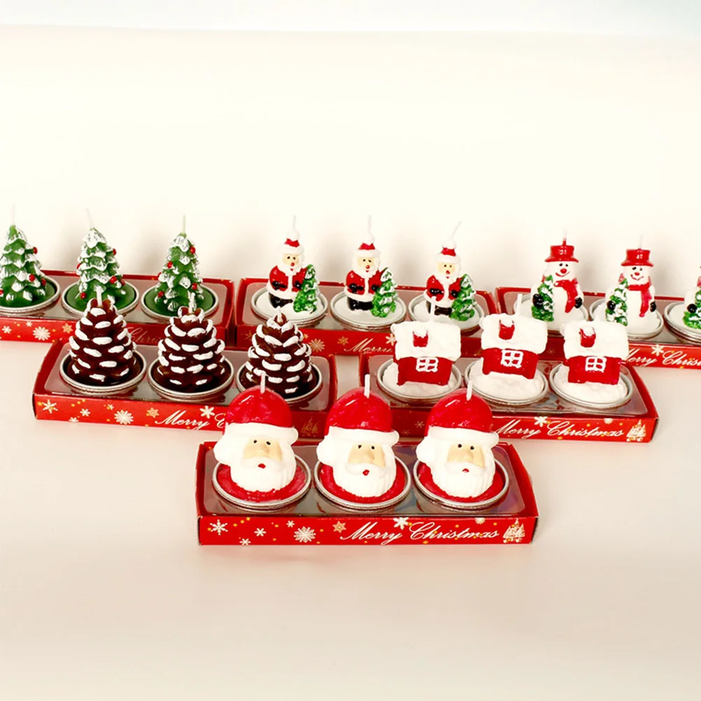 

3pcs Christmas Paraffin Wax Decorative Candles Festive Home Decoration Party Wedding Supplies Embellishment For Holiday