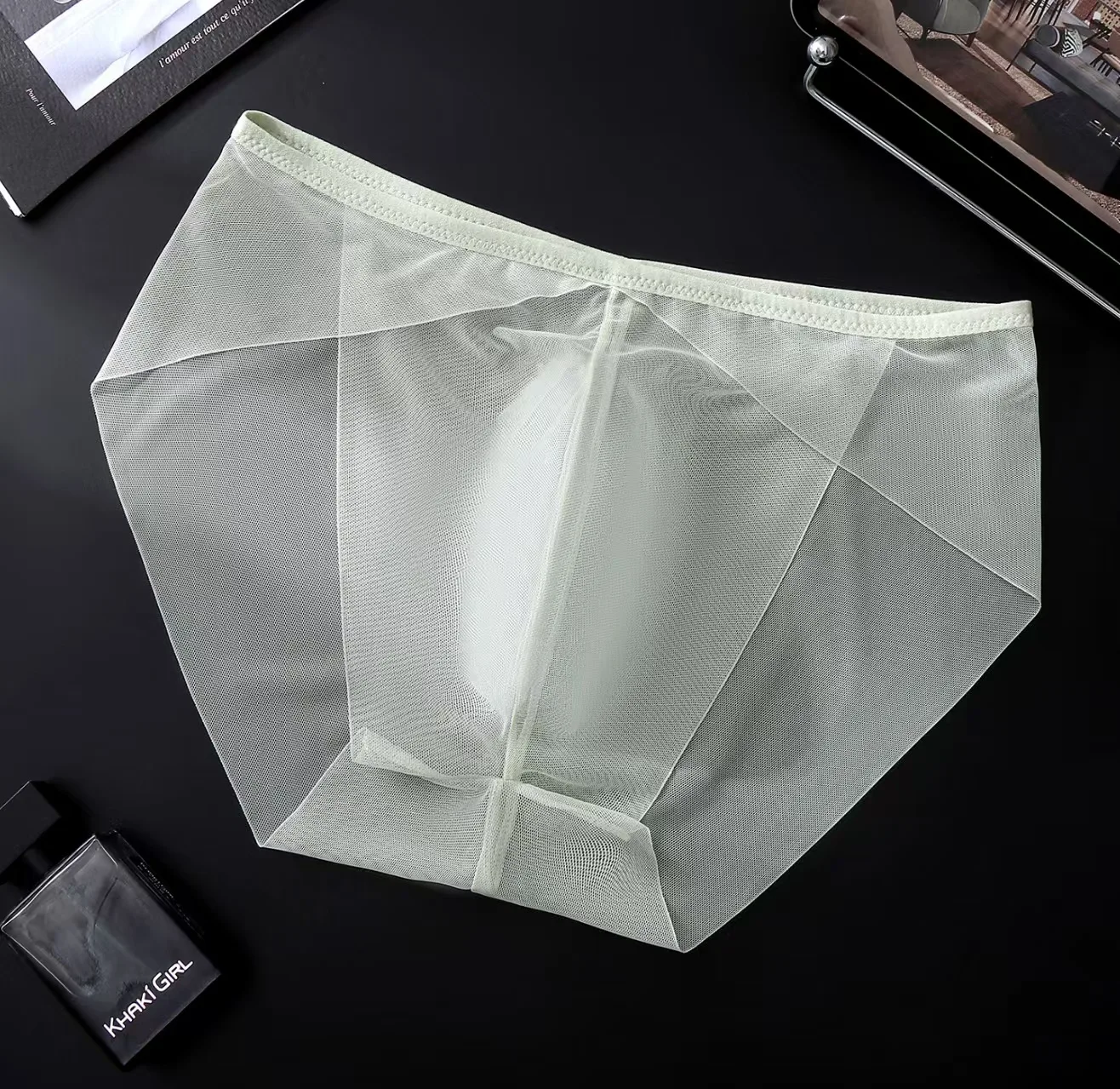 Men's transparent semi-transparent single-layer low-waist breathable sports sexy triangle underwear