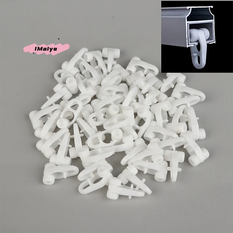M-50pcs Of Lightweight Curtain Rail Sliding Wheel Hook Type Universal Straight Rail Curved Rail Slider Curtain Hook Ring