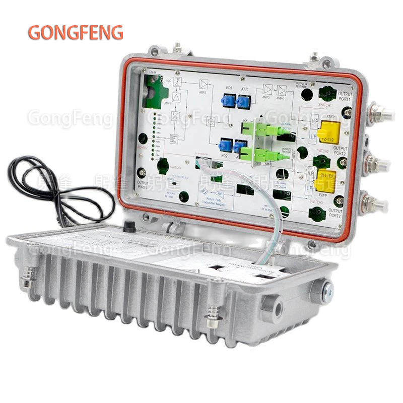 4 Way AGC CATV Optical Receiver FTTH HFC Node RF Output Level 110dBuV IP66 Outdoor Waterproof OR719 With Return Path Alloy shell