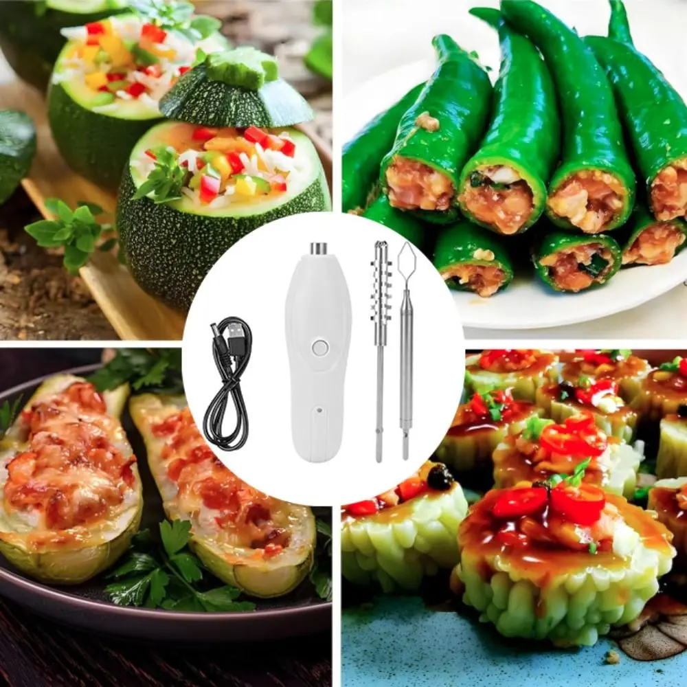 Replaceable Head Electric Vegetable Core Digger Stainless Steel Effort-saving Electric Fruit Corer Wear-resistant Efficient