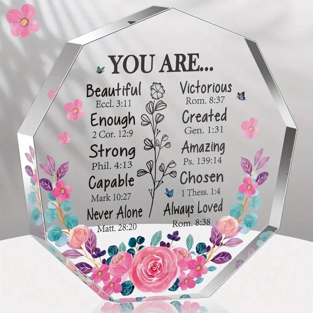 1 Stück Inspirierende Acryl-Plakette mit Ermutigendem Vers, Gebetsgeschenk für Frauen, Beste Freundin, Heim- und Bürodekoration, Geburtstag, Abschlussfeier