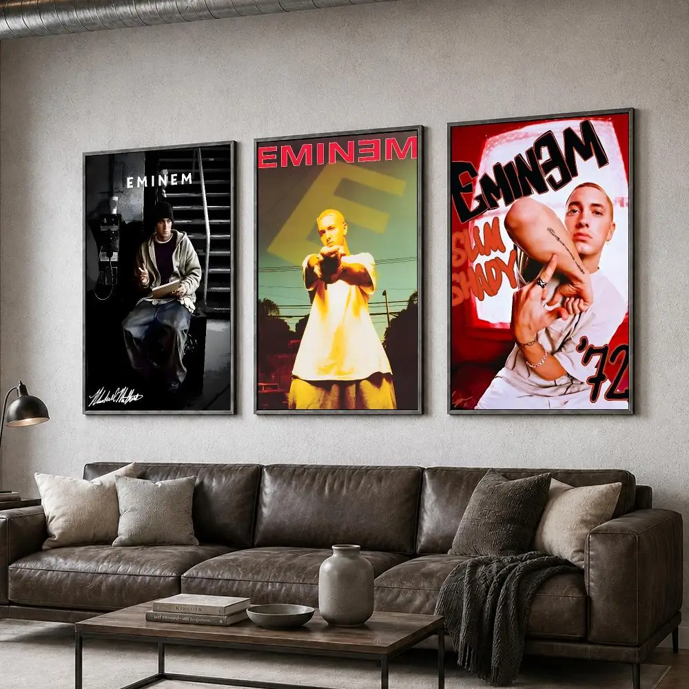 Music Eminem Rapper Hip Hop Slim Shady Poster  PP Self Adhesive Home Garage Dorm Bar Wall Decor Aesthetic Retro Gift