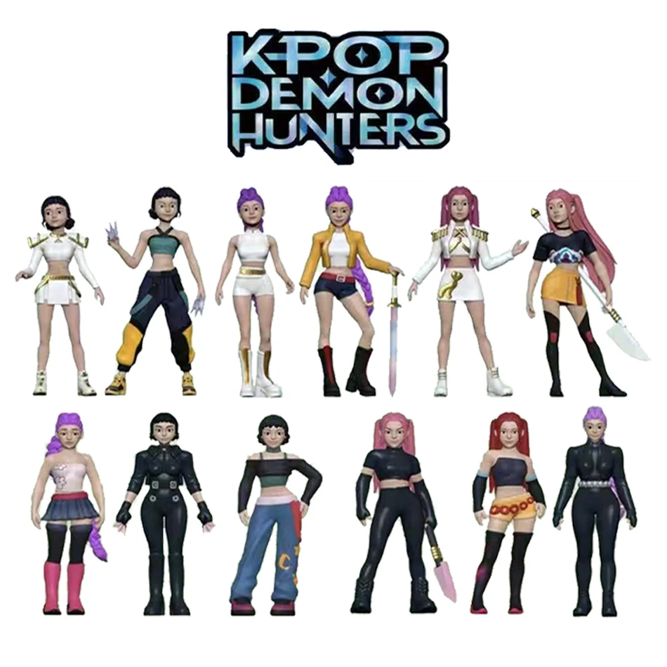 12개입 Kpop 데몬 헌터즈 블라인드 박스 미스터리 박스 컬렉션 타이거 스태츄 데스크 장식 인형 어린이 장난감 할로윈 선물