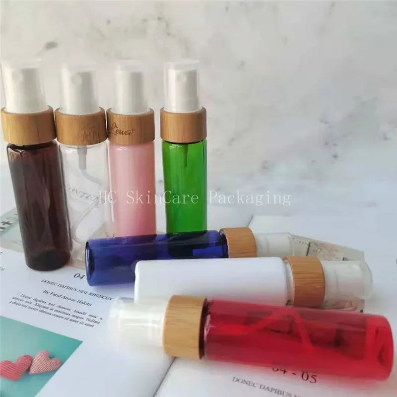 

sellinglot colors Natual Bamboo Wood Cosmetic Skin Care Bottle Container For Packaging Plastic PET Spray Pump Bottle Lotion Pump