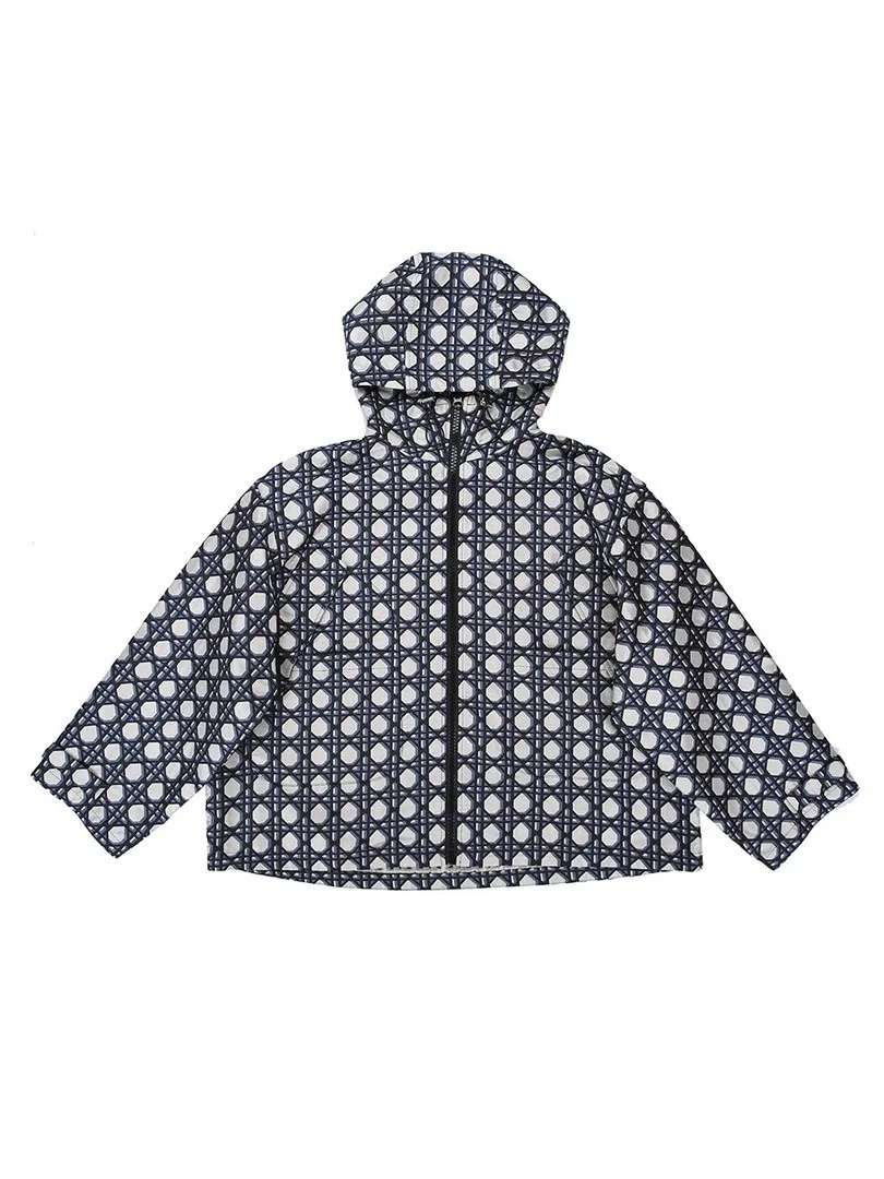 

Женская куртка Tang Jialing Sister Luxury Weave Fllue Plaid с застежкой-молнией, длинными рукавами и воротником-стойкой