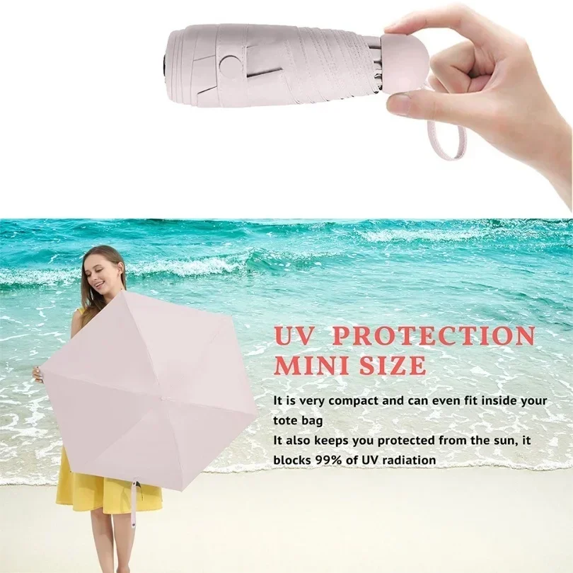 8-Ribs Sun Umbrella Portable Mini Umbrella Sun Protection Capsule Umbrella Parasol with Box UV Folding Pocket umbrella