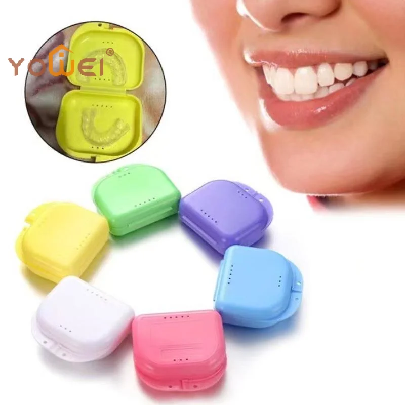 Latest 1Pcs Colorful Dental Braces Retainer Case Denture Tray Box Vent Holes Mouth Guard Aligner Braces Denture Box