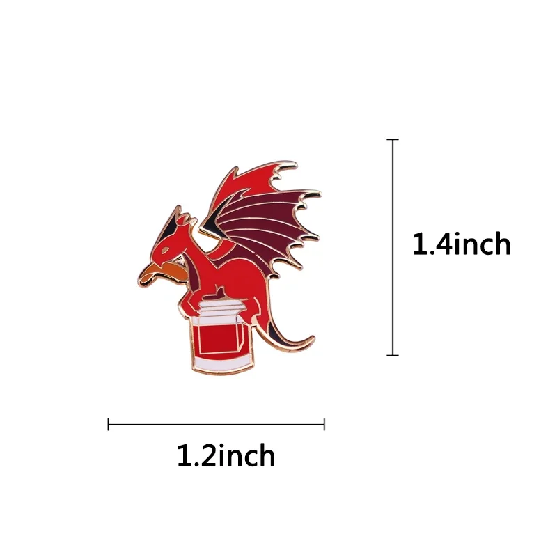 RED Dragon Negroni Hard Enamel Pin fantasy Creature & Cocktail Badge Gifts