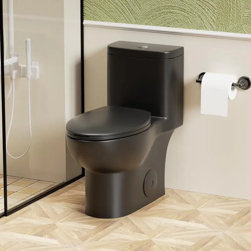 1.1/1.6 GPF Dual Flush One-Piece Toilet with Comfort Height Seat, Powerful Siphonic Bowl, Rimless Design, Soft Closing Seat,