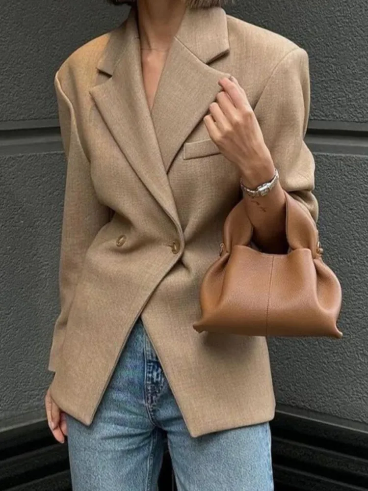 

Женский офисный костюм, пальто, модное пальто с отложным воротником и пуговицами с длинными рукавами, топы для женщин, весенне-осенняя женская одежда, новинка 2025