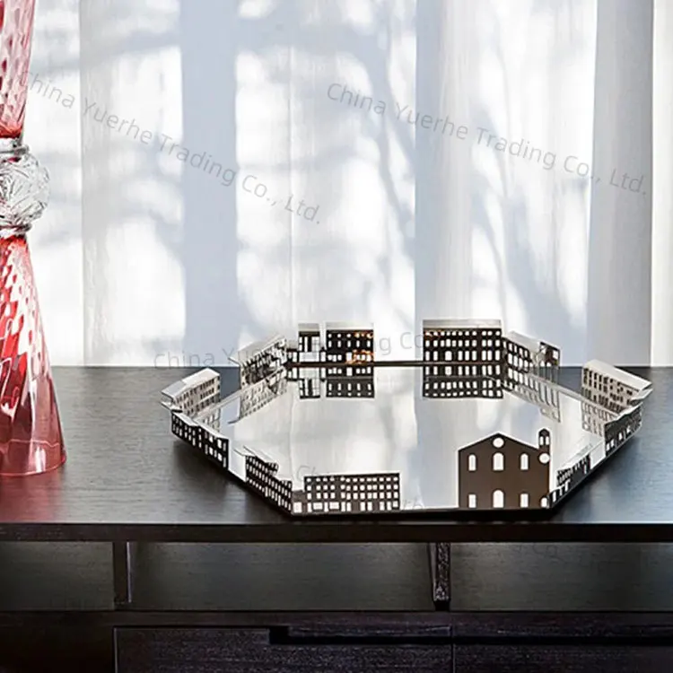 

Скандинавский свет, роскошный креативный поднос из нержавеющей стали, модель комнаты, отеля, дома, рабочего стола, гостиной, входа, поднос для хранения послеобеденного чая