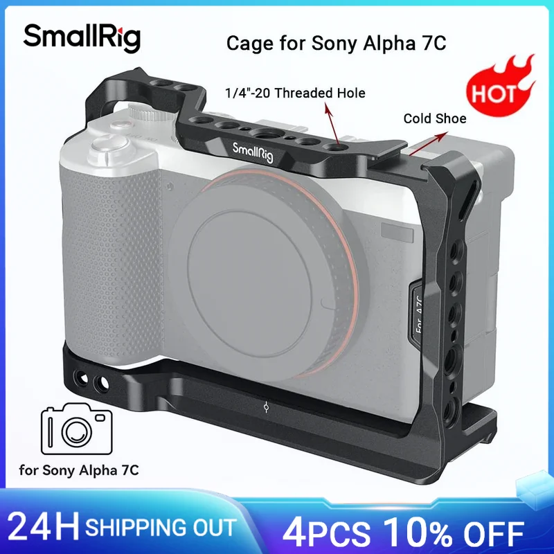 SmallRig for Sony A7C Camera Cage for Sony Alpha 7C with Cold Shoe Quick Release Plate for Arca-Swiss & Locating Holes for ARRI