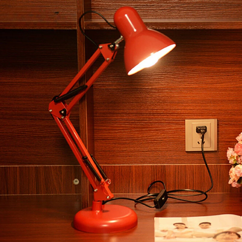 Bulb EU Plug LED Table Lamp Adjustable Desk Lamp E27 for Office Decoration Lights Reading Study Besides Bedroom Living Room