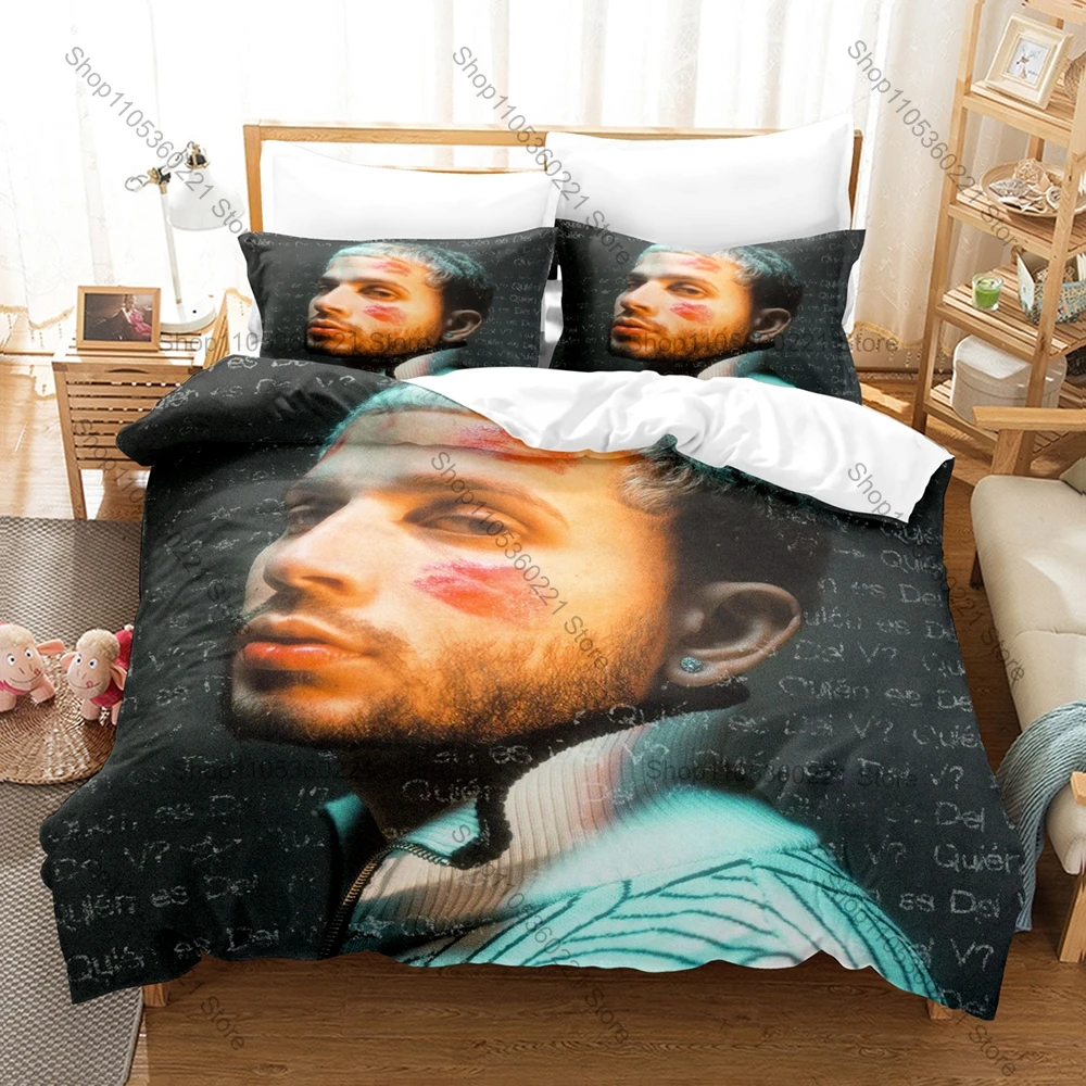 Quien Es Dei V Duvet Cover + 2 Pillowcases, Music Star Print Bedding Set Soft Fabric for Fans Bedroom Decor & Holiday Gift