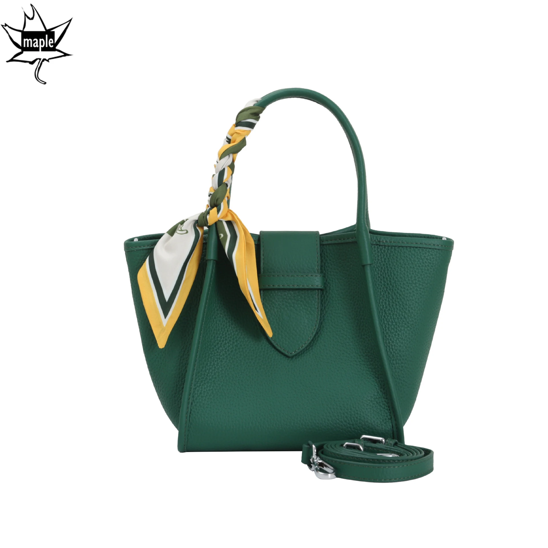 2025 New Trend Green White Color Trapeze Tote 100% Togo Cow Leather Women Handbag Designer Luxurious Shoulder Bag Sac