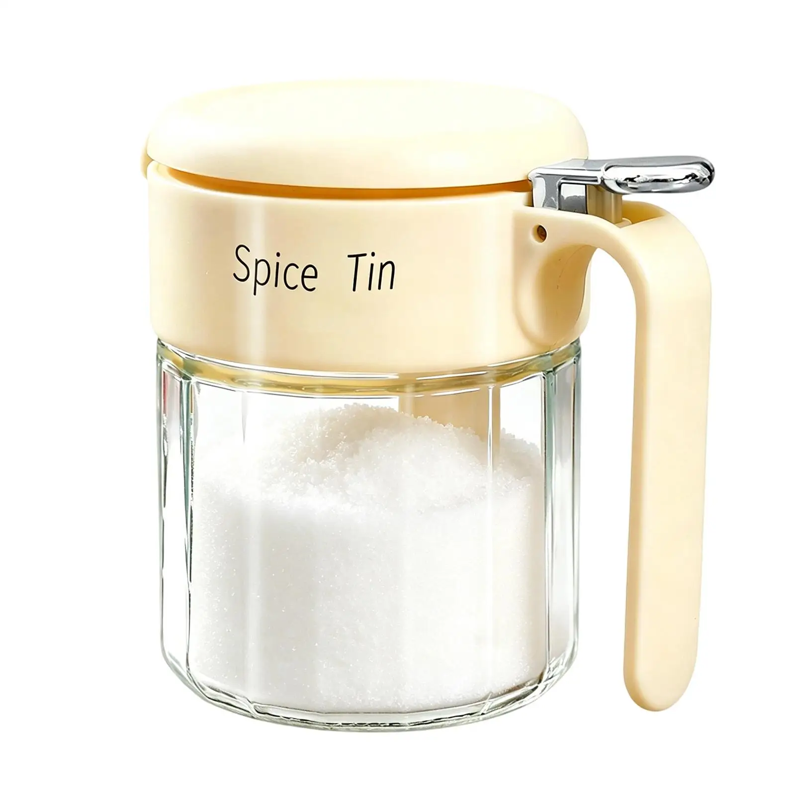 Kitchen Condiment Box 400ml Moisture Resistant Spoon Included Glass Seasoning Jar Lid For Sugar Salt Pepper Sesame Vinegar Meal