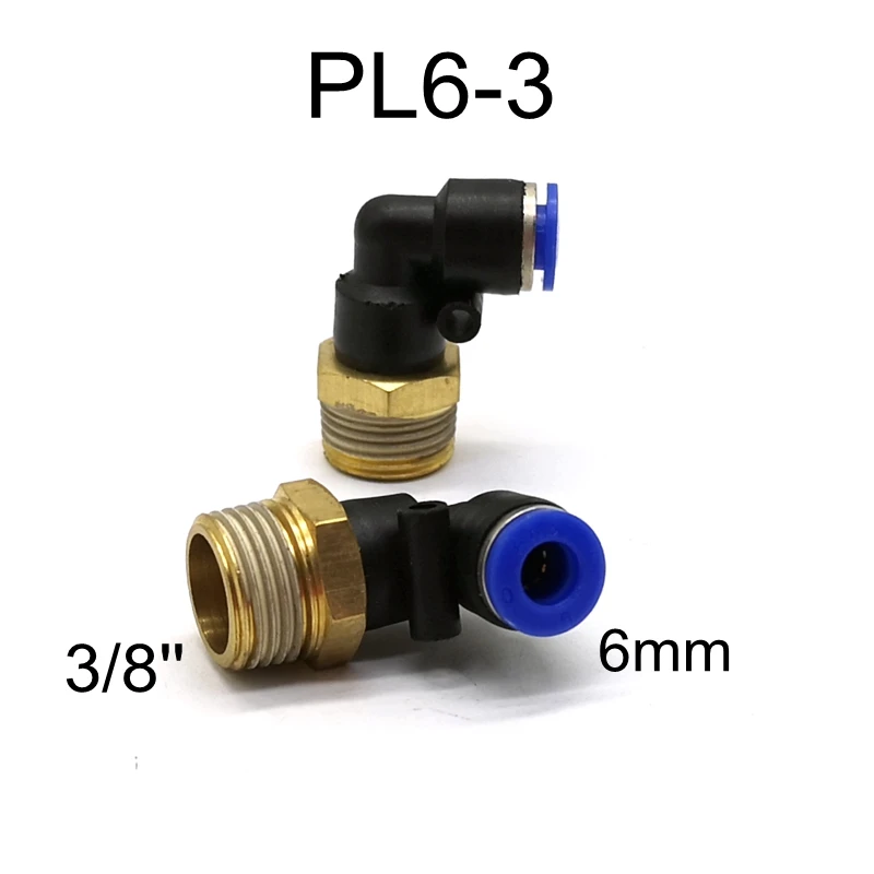 2pcs Pneumatic Fittings Thread Size 3/8'' L Type Fitting Tube OD 4mm 6mm 8mm 10mm 12mm Fittings PL4-3  PL6-3 PL8-3 PL10-3 PL12-3