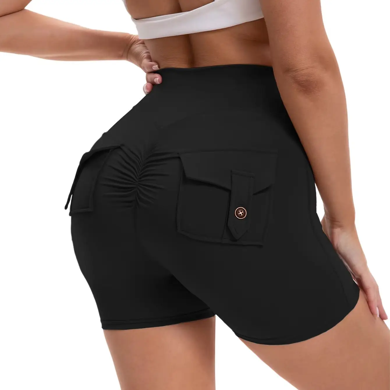 

Booty Shorts for Women Scrunch Butt Shorts with Pocket Cargo Workout Biker Gym Bottoms