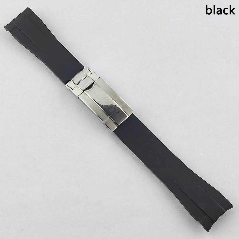 20mm rubber strap with stainless steel folding buckle watch strap replacement accessories suitable for NH35 case