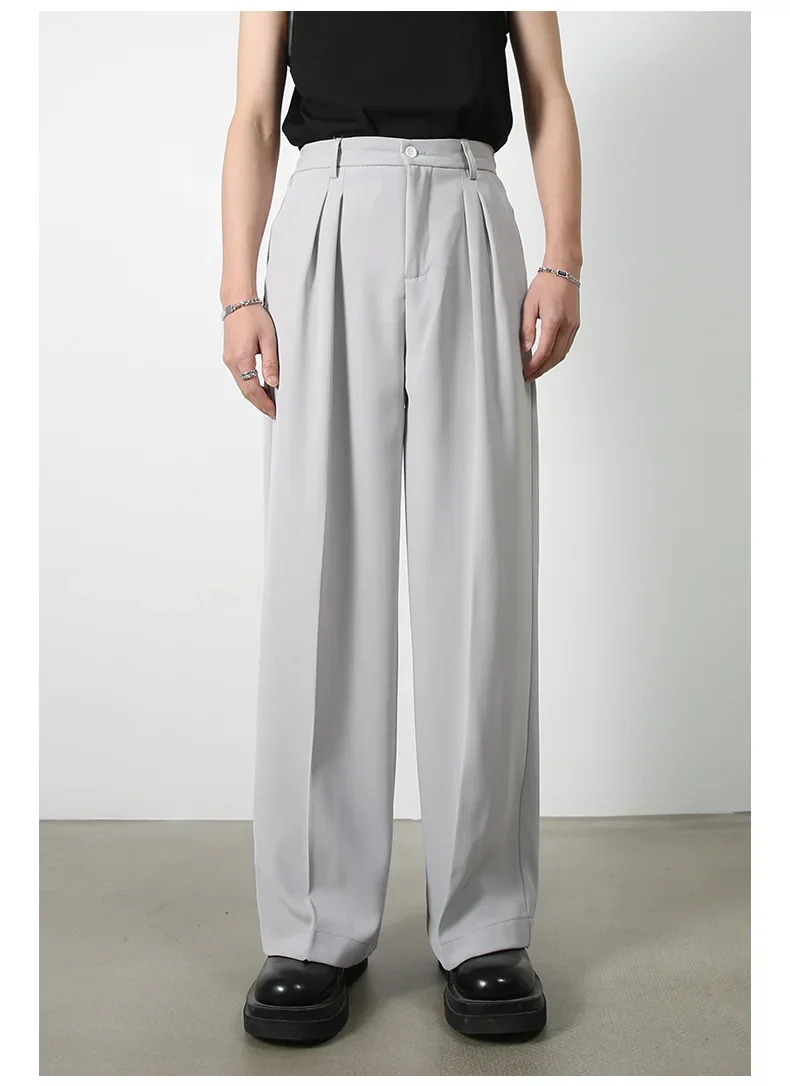 

Мужские широкие брюки, длинные брюки, однотонные, повседневные, свободные, обычные, прямые брюки с карманами, простые, с высокой талией, новинка осени 2023 г.