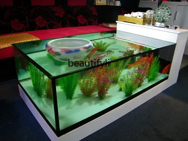 Q181  Living Room Home Multi-Functional Change Water Rectangular Creative Glass Tea Table Fish Tank Aquarium