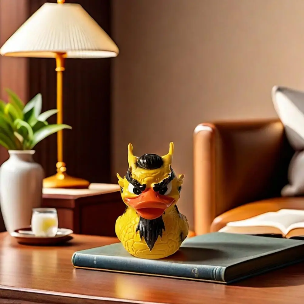 Office Statues Dragon Duck Figurine Whimsical Sculpture for Home Office Decor Yellow Duck Rein Statue Desktop for Bookshelf