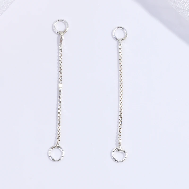 1 Pair S925 Sterling Silver 3cm Box Extension Chain DIY Jewellery Making Earrings Extension Chain Accessories SE65