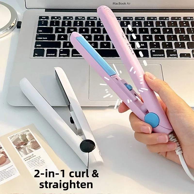 Mini Dual Purpose Hair Iron, 2-in-1 Straightening Curling Plate, Portable Electric Bangs Styling Tool for Ladies