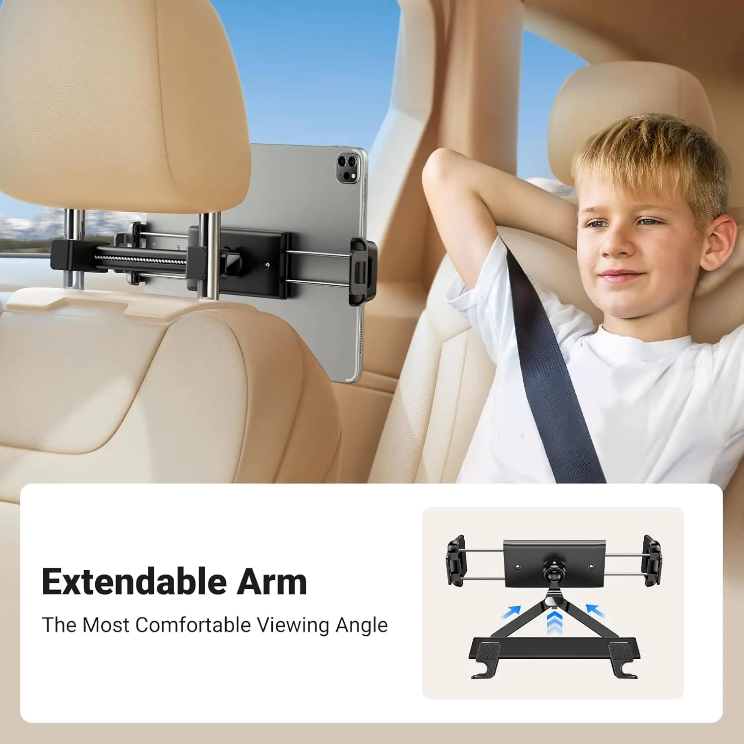 UGREEN Tablet Holder Car Headrest Tablet Holder Children's Headrest Mount 360 Degree