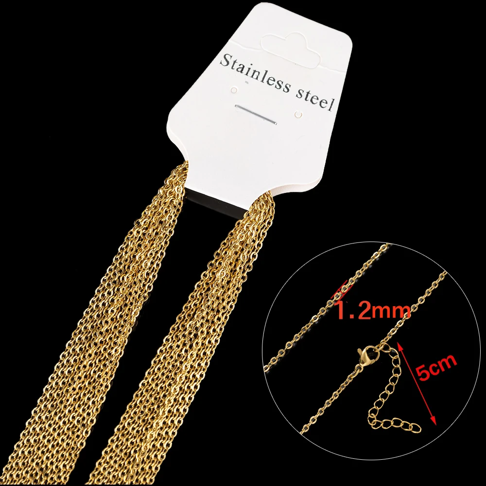 10 Stück 45+5cm vergoldete Edelstahl-Gliederkette mit Karabinerverschluss für Damen, DIY-Mode-Schmuckherstellungszubehör