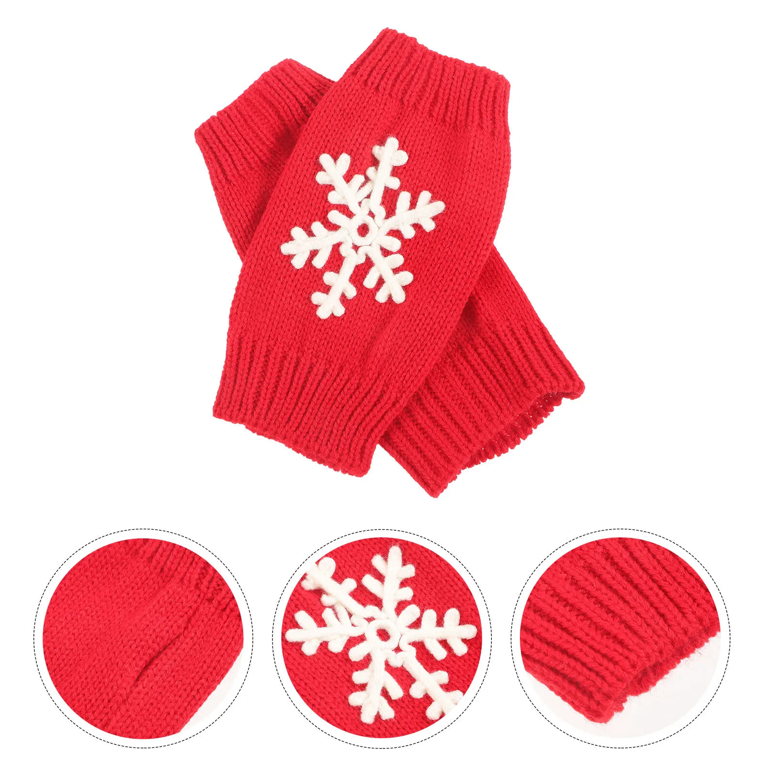 

1Pair Women Winter Gloves Warm Fingerless Knitted Gloves with Snowflake Pattern Cute Cold Weather Accessories Winter Mittens