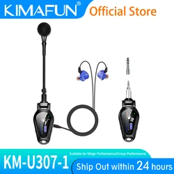 KIMAFUN UHF Wireless Saxophone Microphone System with Reverb, Clip-On Instrument Mic for Sax, Trumpet, Tuba, Professional Stage