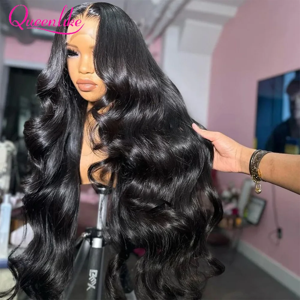 Queenlike 250 Density 13x4 Body Wave Human Hair Lace Frontal Wig 28 30 32 inch Thick Human Hair Wigs for Women Brazilian Remy