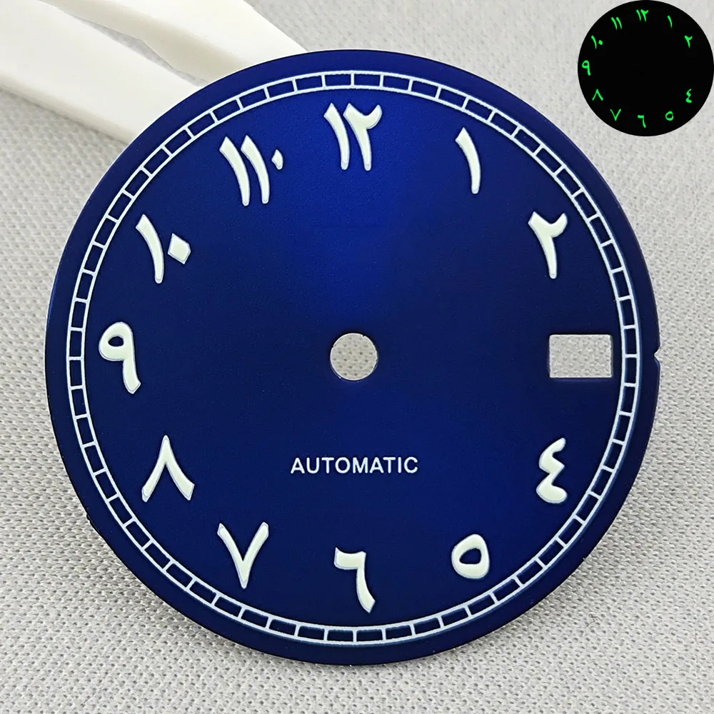 28.5mm NH35 quadrante dell'orologio quadrante S quadrante luminoso verde adatto per NH35 NH36 movimento accessori per orologi strumento di riparazione dell'orologio